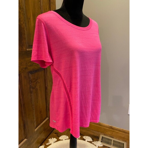 Danskin Now Top Plus Size 2X  Blouse Hot Pink Fuchsia Athleisure Short Sleeved - Picture 3 of 10
